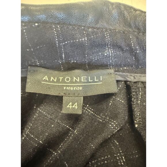 Antonelli Firenze Italy Blue/Grey Houndstooth Dress Leather Collar E44 US8 - Picture 3 of 12